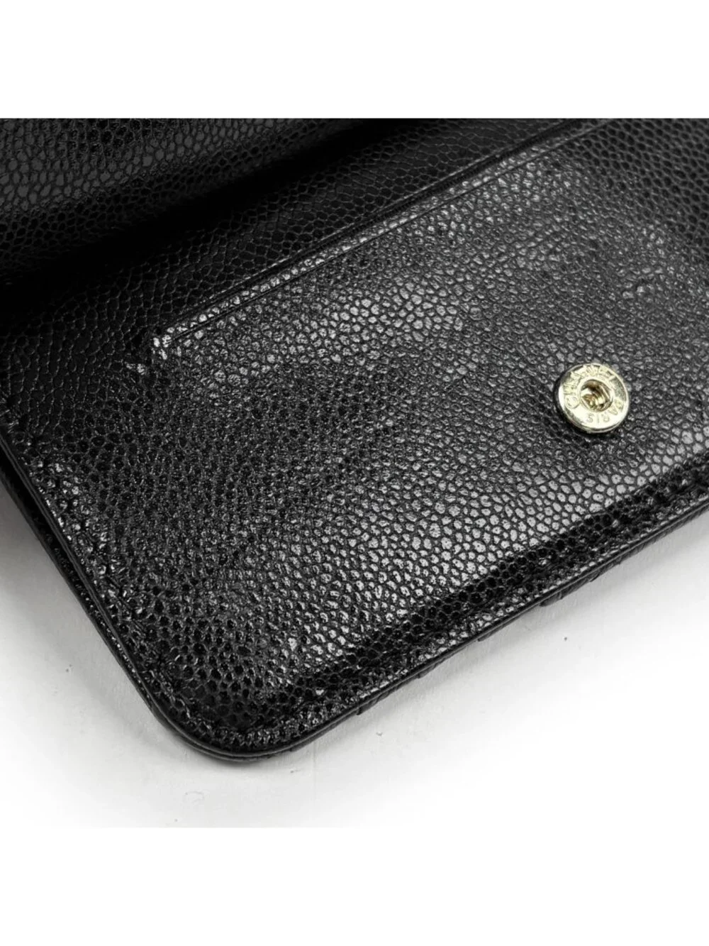 Chanel CC Logo Coin Purse Card Case Quilted Caviar Leather Black AP